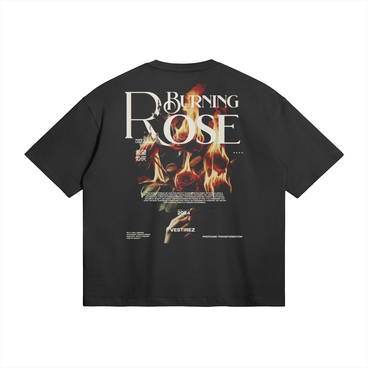 BURNING ROSE - Boxy Oversized T-shirt