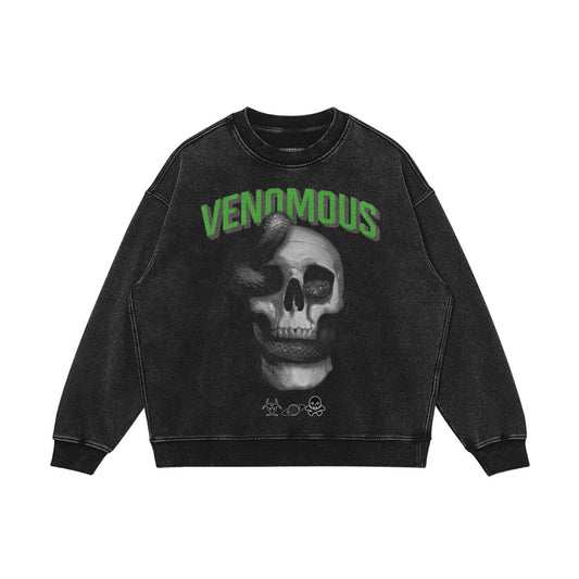 VENOMOUS - Faded Black Heavyweight Sweatshirt