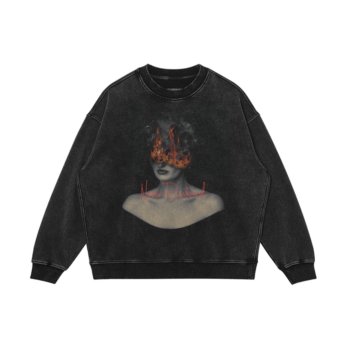 Never Restored - Faded Black Heavyweight Sweatshirt