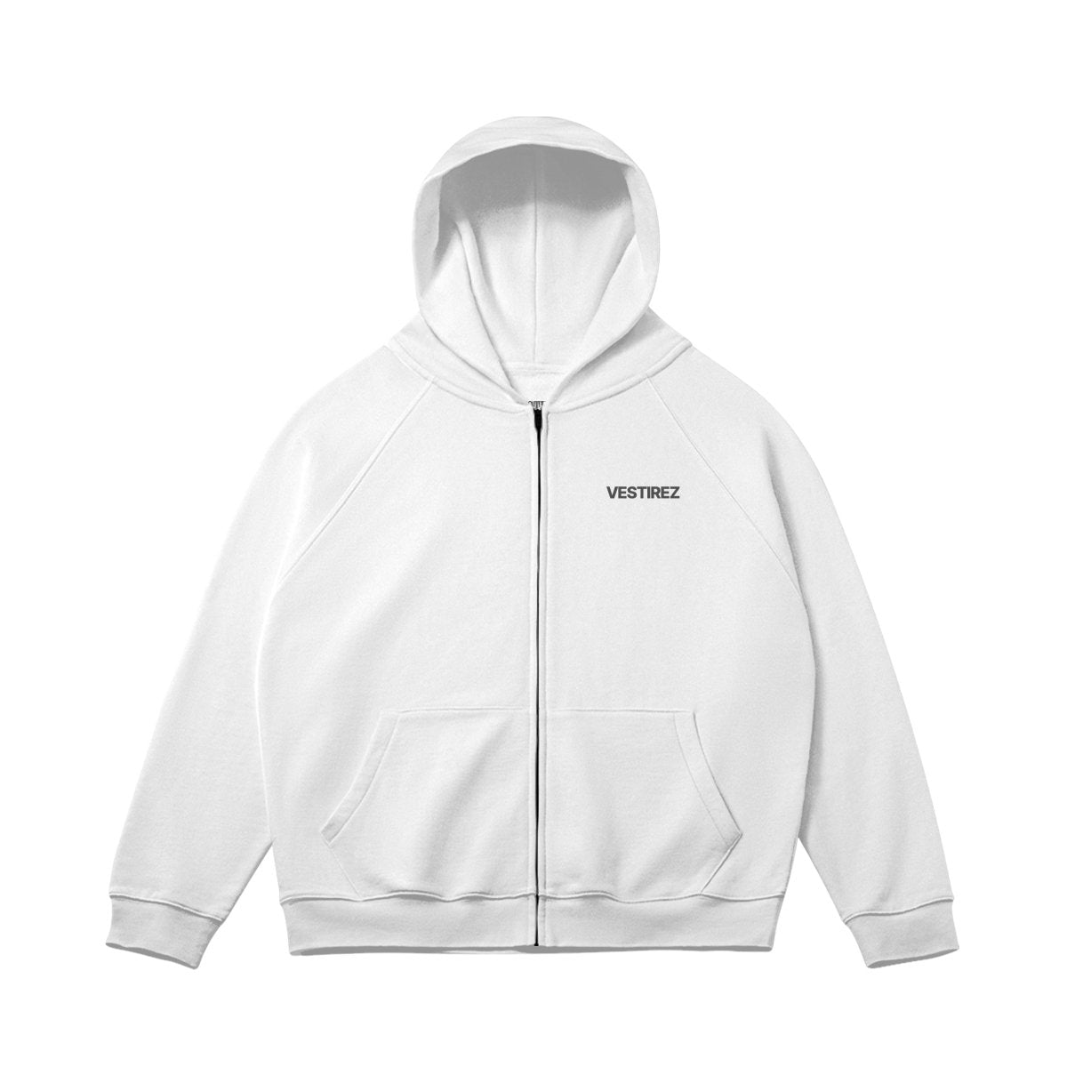 Create Chaos - White Zipper Hoodie