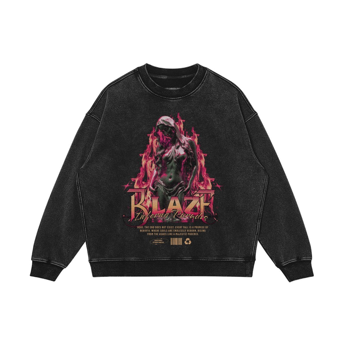 The Inferno Paradis - Faded Black Heavyweight Sweatshirt